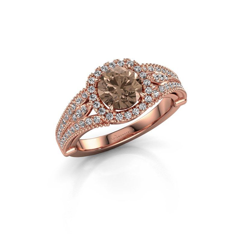 Image of Engagement ring Darla 585 rose gold brown diamond 1.389 crt