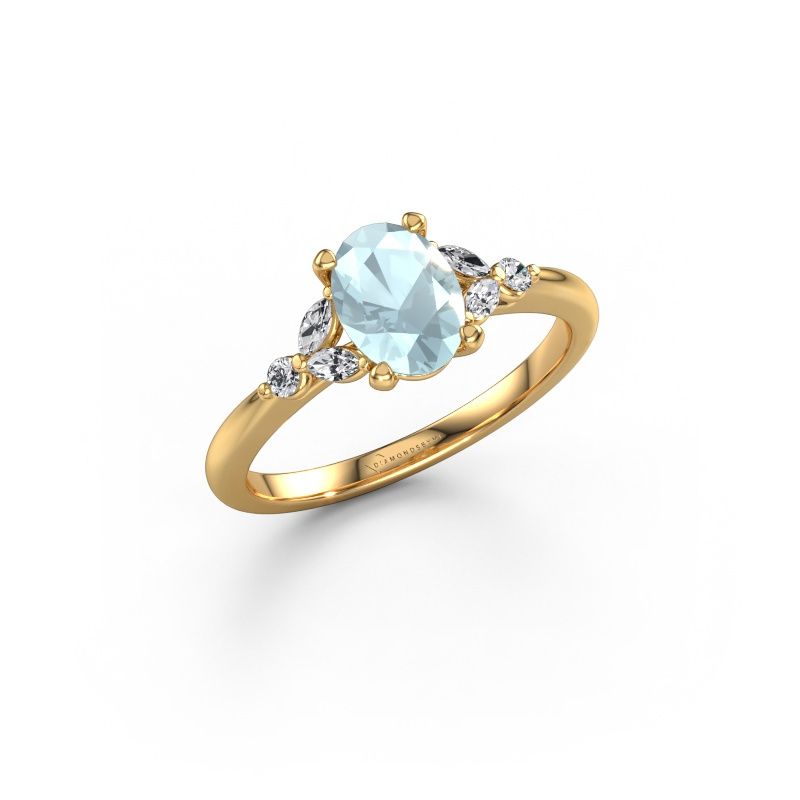 Engagement ring Megan OVL 585 gold aquamarine 7,5x5,5 mm