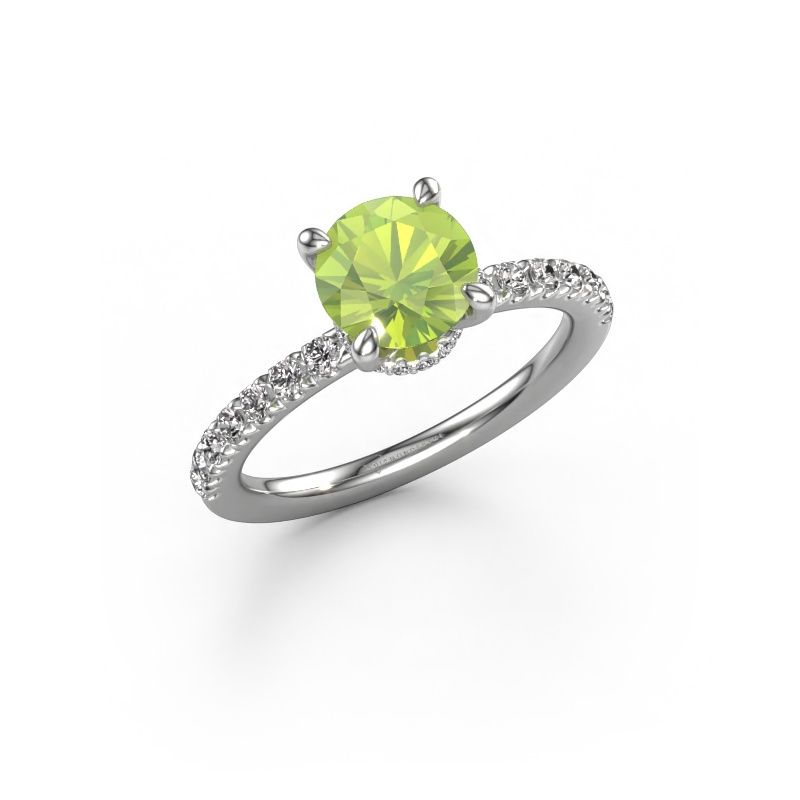 Verlobungsring Crystal rnd 4 950 Platin Peridot 7 mm