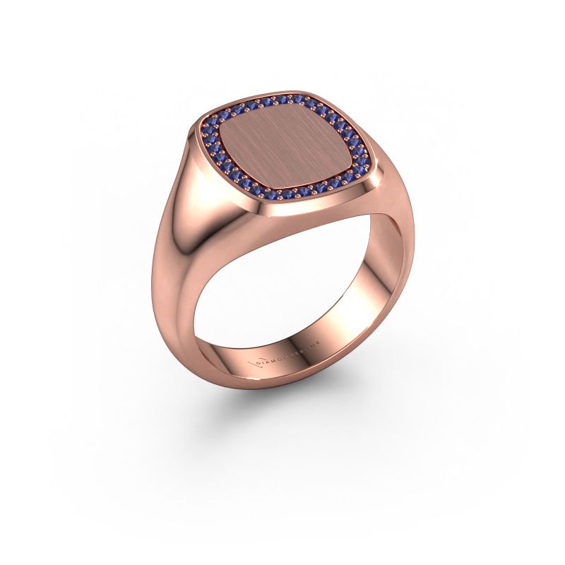 Heren ring Floris Cushion 3 585 rosé goud saffier 1.2 mm