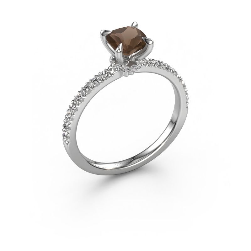 Engagement ring Crystal CUS 4 585 white gold smokey quartz 5.5 mm