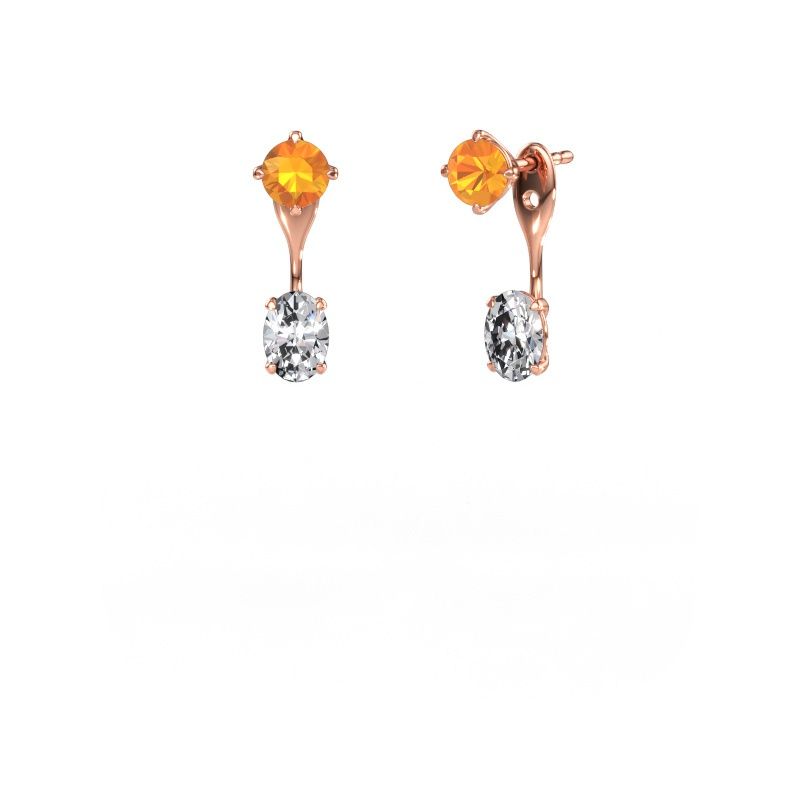 Drop earrings Kate RND-OVL 585 rose gold citrin 5 mm