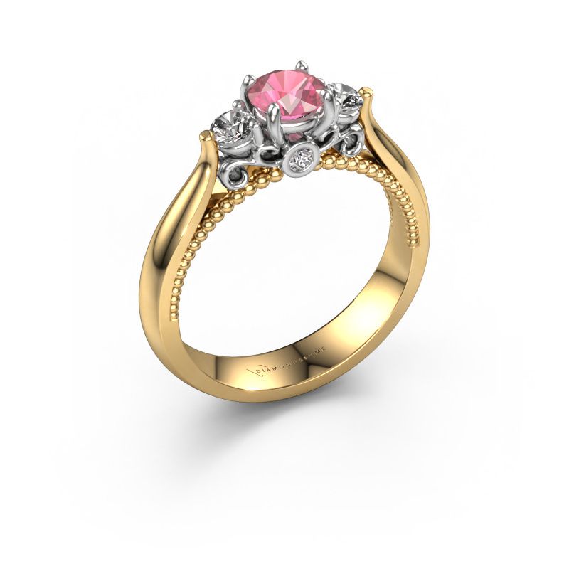 Engagement ring Tiffani 585 gold tourmaline pink 5 mm