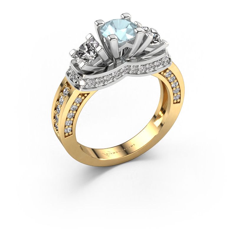 Verlovingsring Phileine 585 goud aquamarijn 5 mm