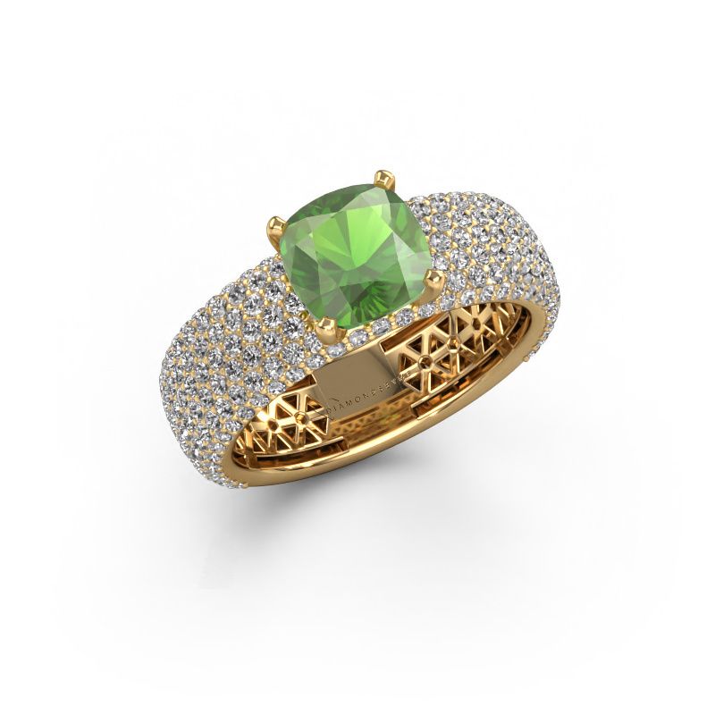 Bague de fiançailles Darcy 585 or jaune vert tourmaline 7 mm