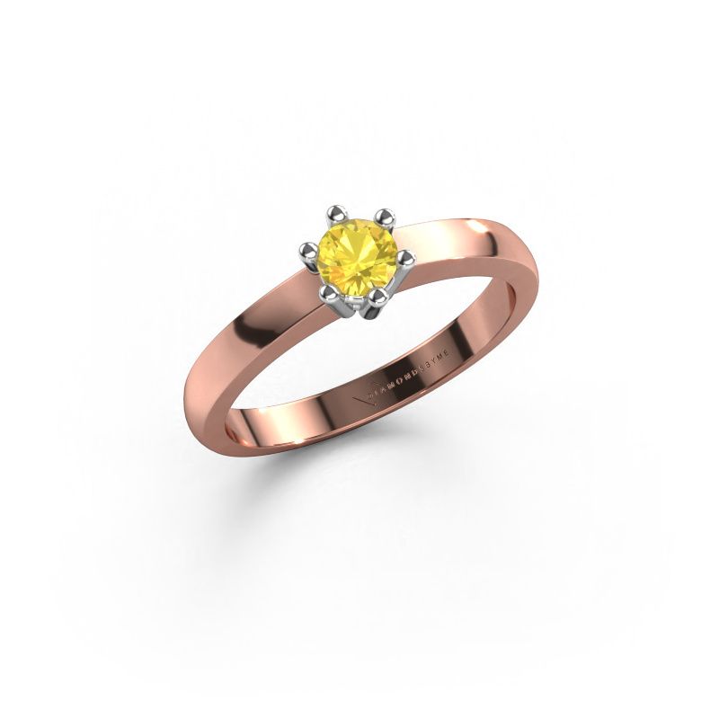 Verlobungsring Luna 1 585 Roségold Gelb Saphir 3.7 mm
