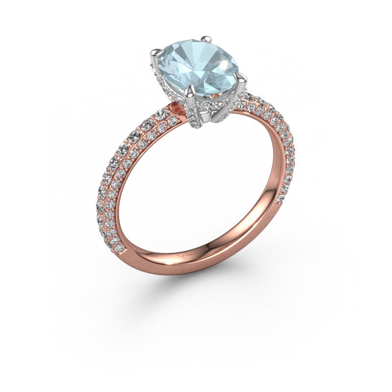 Engagement ring Saskia 2 OVL 585 rose gold aquamarine 9x7 mm