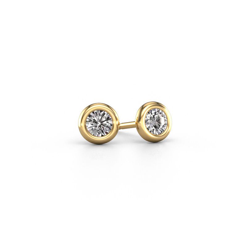 Stud earrings Lieke RND 585 gold zirconia 4 mm