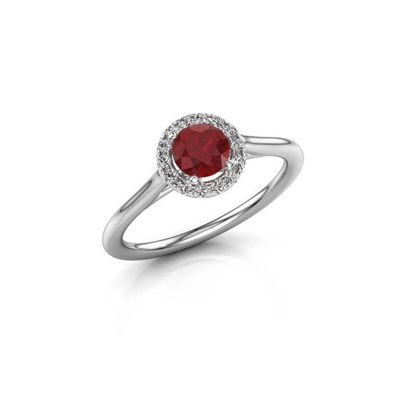 Image of Engagement ring seline rnd 1<br/>585 white gold<br/>Ruby 5 mm