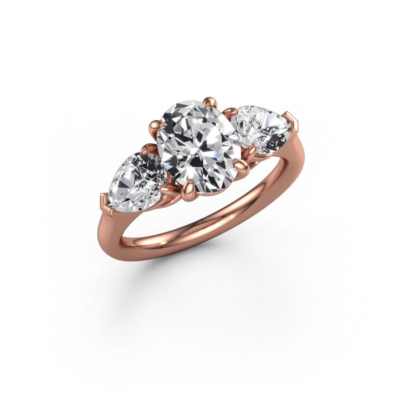 Verlovingsring Carma OVL 585 rosé goud lab-grown diamant 3.10 crt