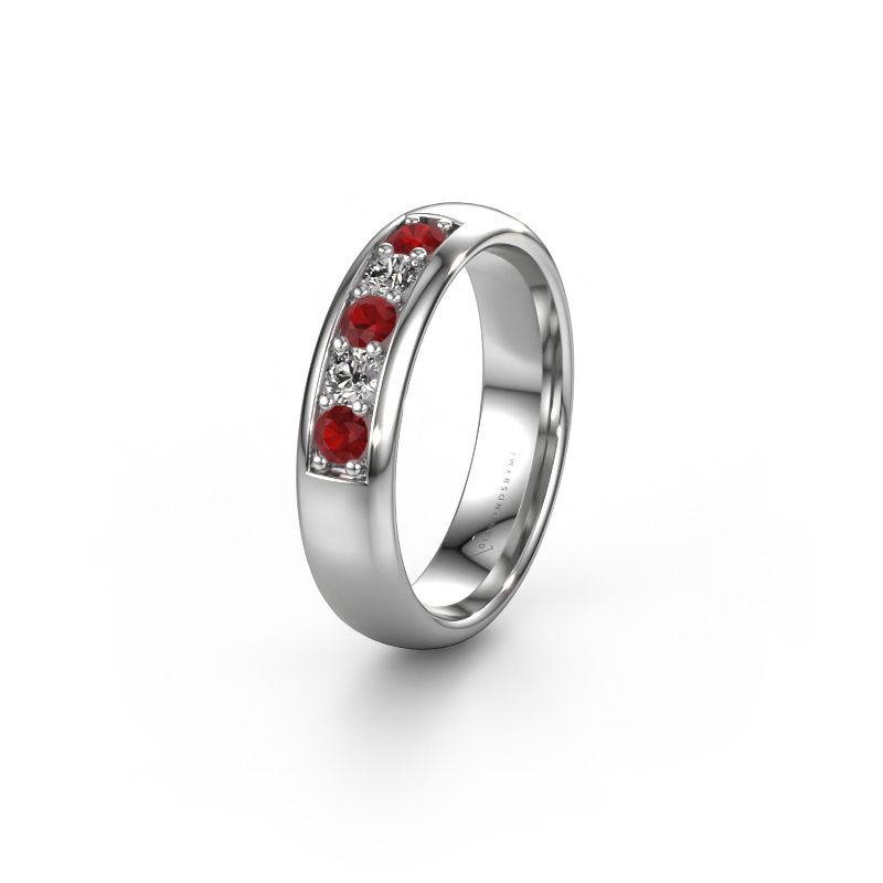 Wedding ring WH0111L35BP 950 platinum ruby ±5x2 mm