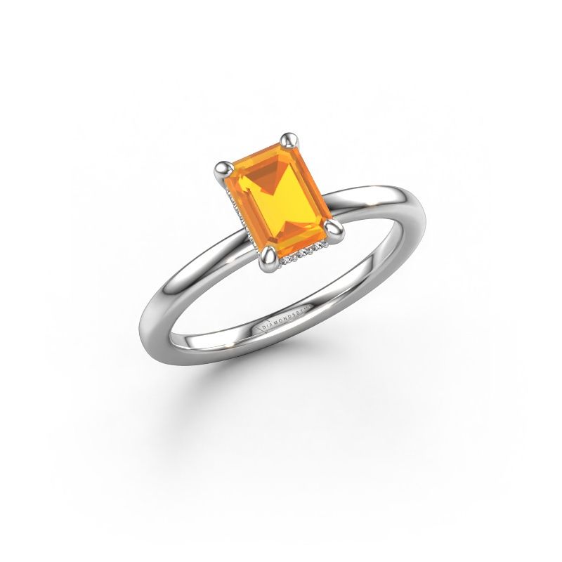 Bague de fiançailles Simone EME 2 950 platine citrine 7x5 mm