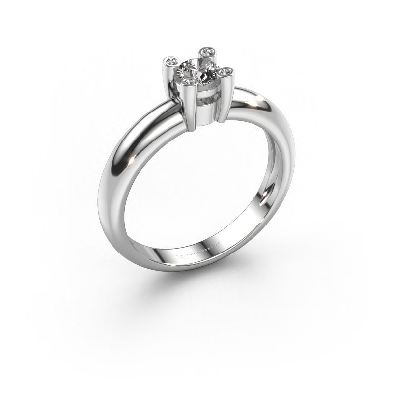 Bague Fleur 585 or blanc diamant 0.27 crt
