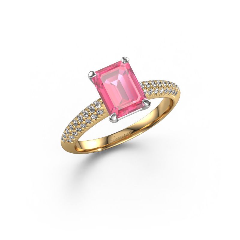 Engagement ring Morane EME 585 gold pink sapphire 8x6 mm