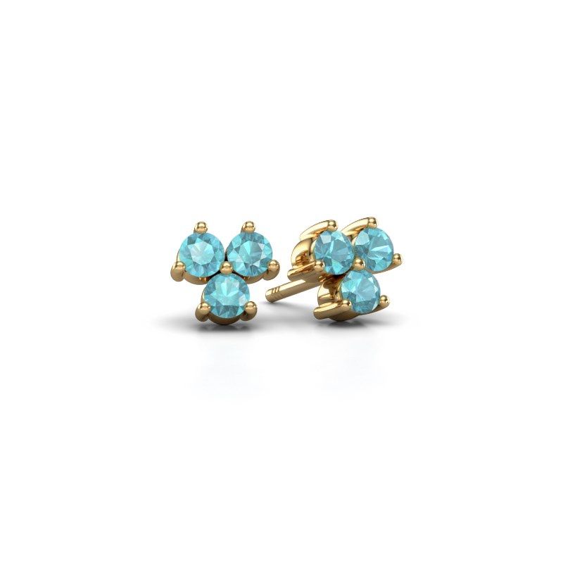 Image of Stud earrings Shirlee 585 gold blue topaz 3 mm