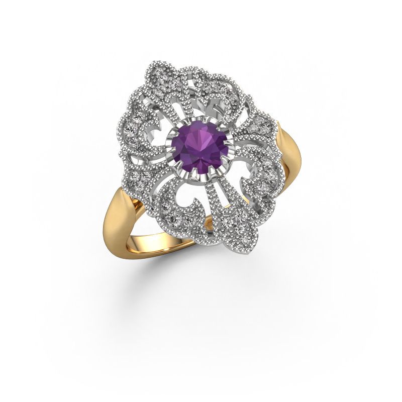 Bague de fiançailles Naida 585 or jaune améthyste 5 mm