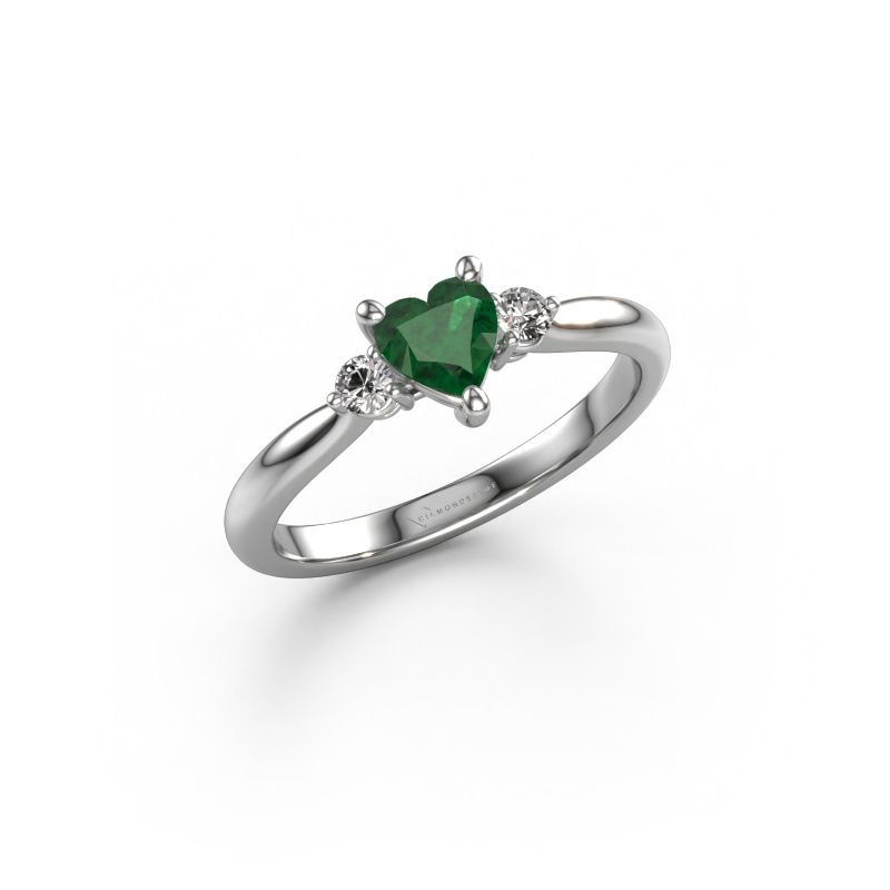 Engagement ring Lieselot HRT 585 white gold emerald 5 mm