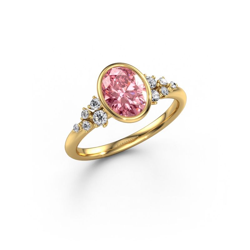 Engagement ring Aliyah OVL 585 gold pink lab grown diamond 8x6 mm