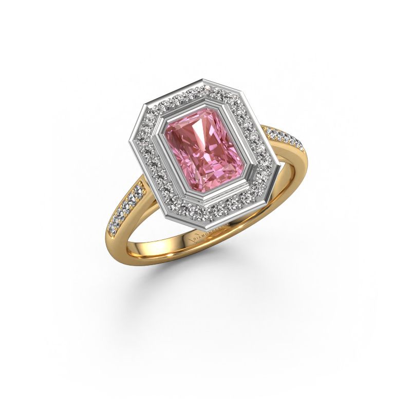 Engagement ring Noud 2 RAD 585 gold pink lab grown diamond 7x5 mm