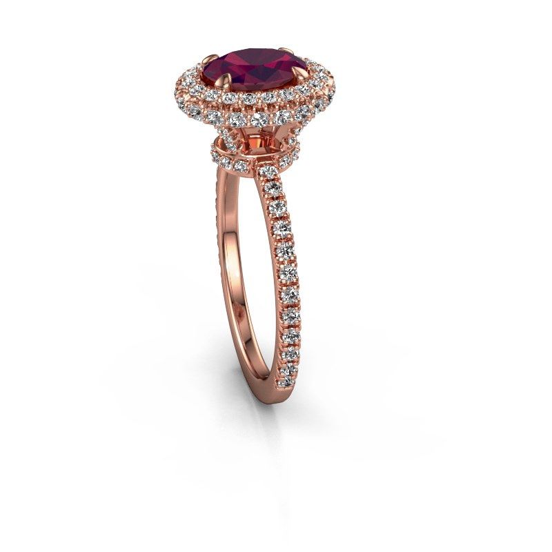 Image of Engagement ring Talitha OVL 585 rose gold rhodolite 7x5 mm