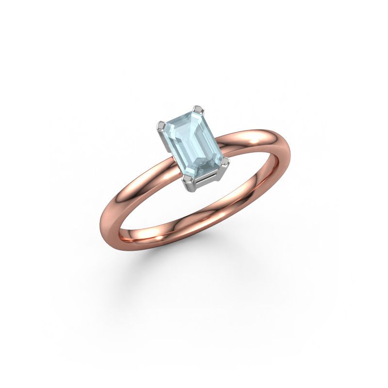 Bague de fiançailles Denita 1 EME 585 or rose aigue-marine 6x4 mm