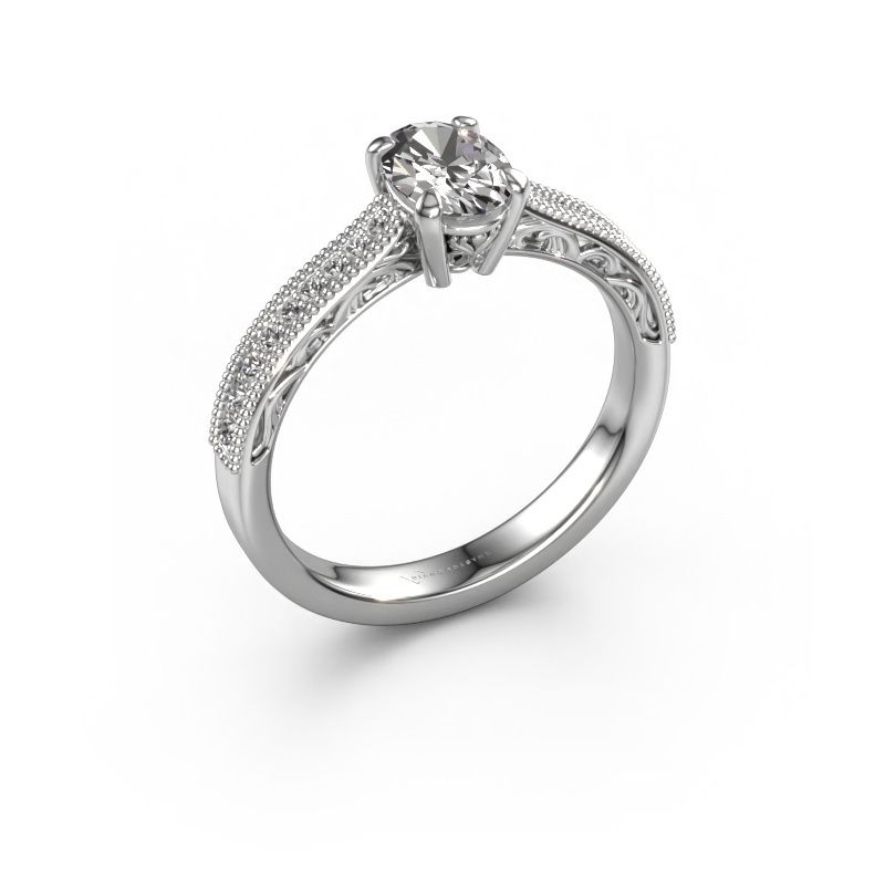 Verlobungsring Shonta OVL 585 Weißgold Zirkonia 7x5 mm