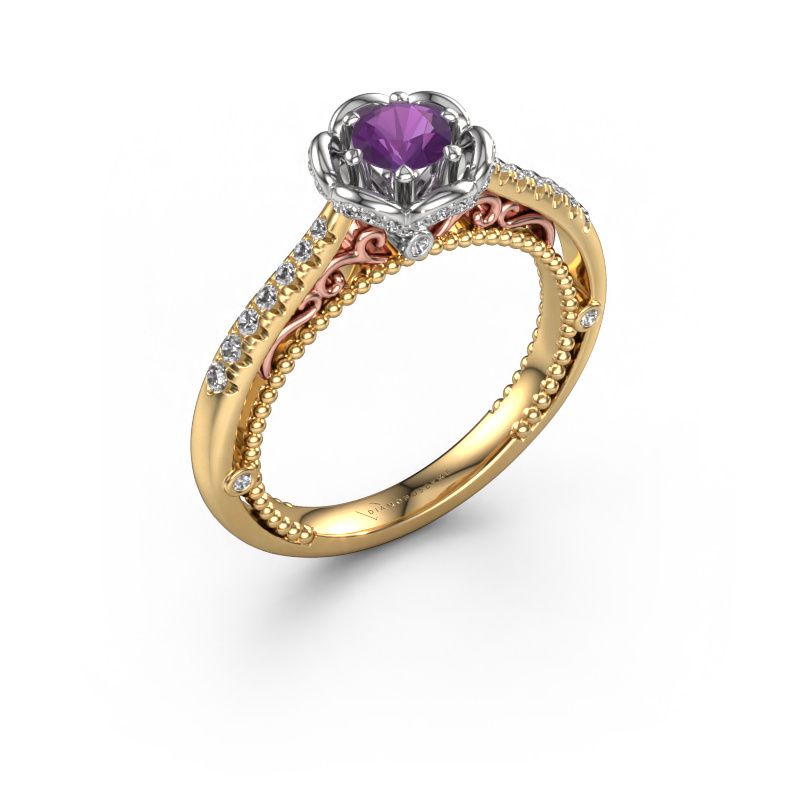 Bague de fiançailles Abbey 585 or jaune améthyste 4.2 mm