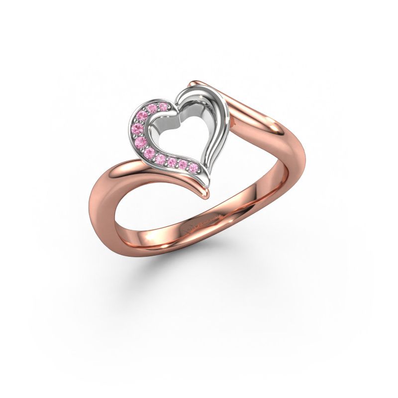 Ring Katlyn 585 rosé goud roze saffier 0.8 mm
