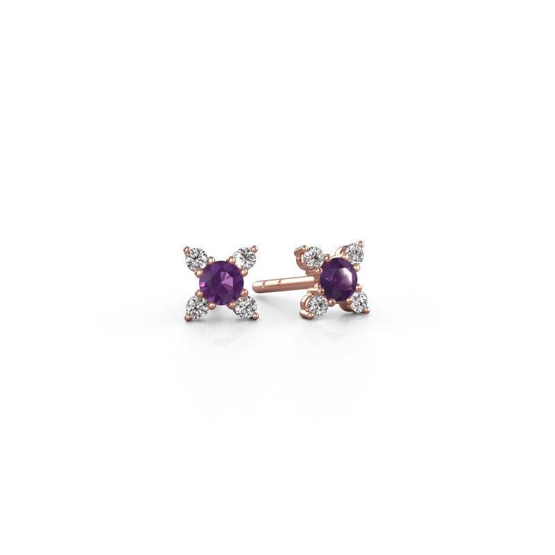 Boucles d'oreilles Nina 585 or rose améthyste 3 mm