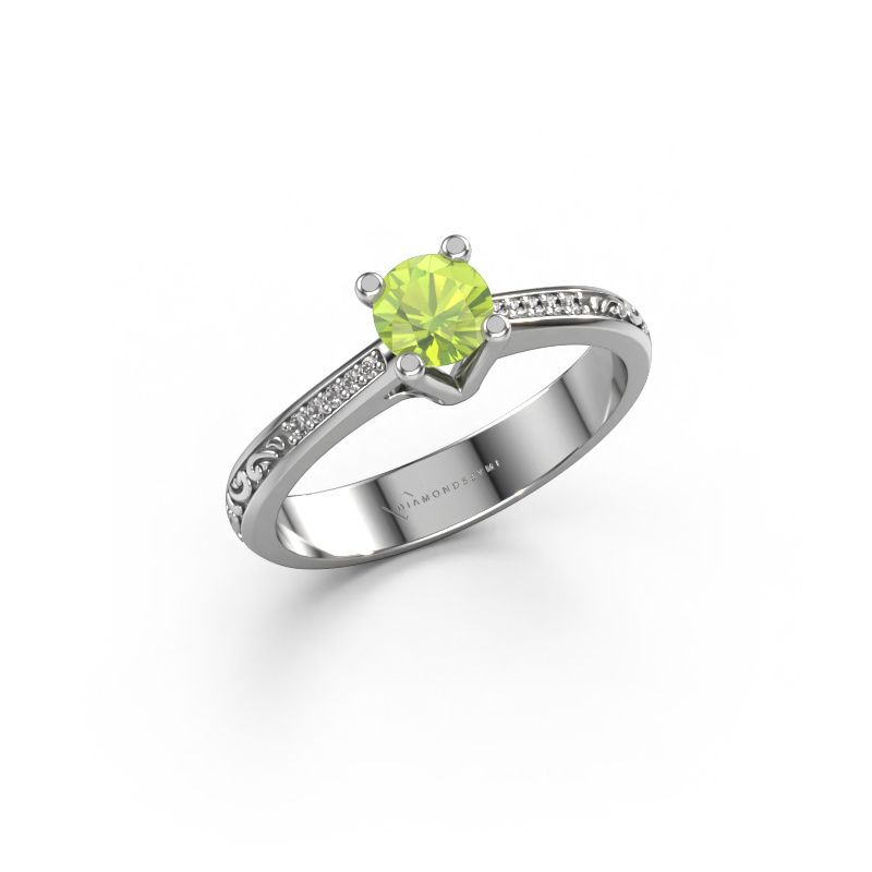 Engagement ring Mei 950 platinum peridot 4.7 mm