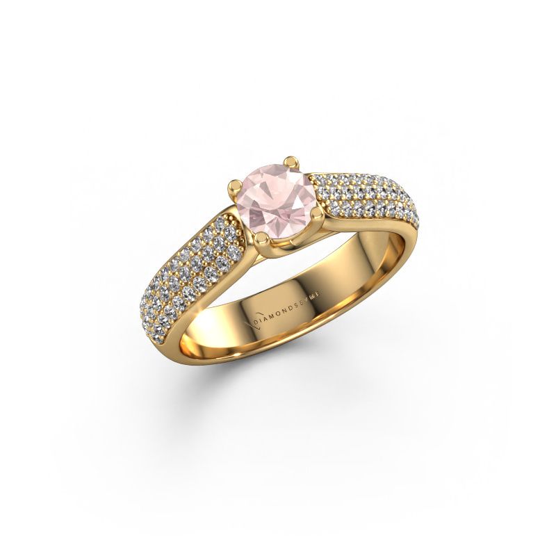 Engagement ring Leoness 585 gold morganite champagne 5 mm