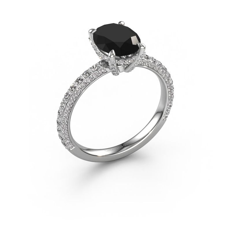 Verlovingsring Saskia 2 OVL 950 platina zwarte diamant 2.868 crt