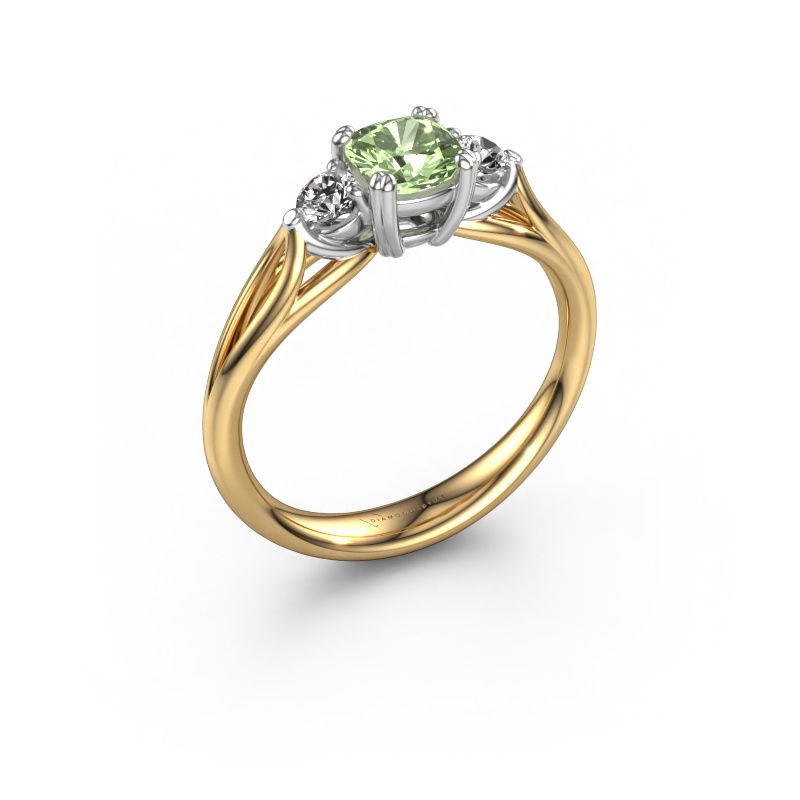 Engagement ring Amie cus 585 gold green lab grown diamond 5 mm