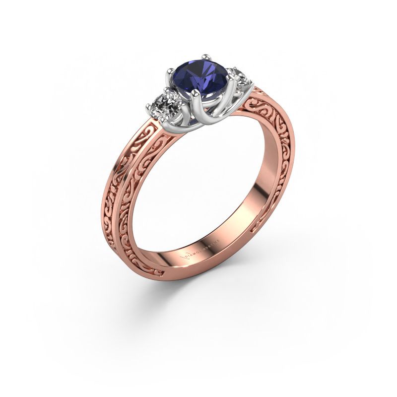 Verlovingsring Betty 1 585 rosé goud saffier 5 mm