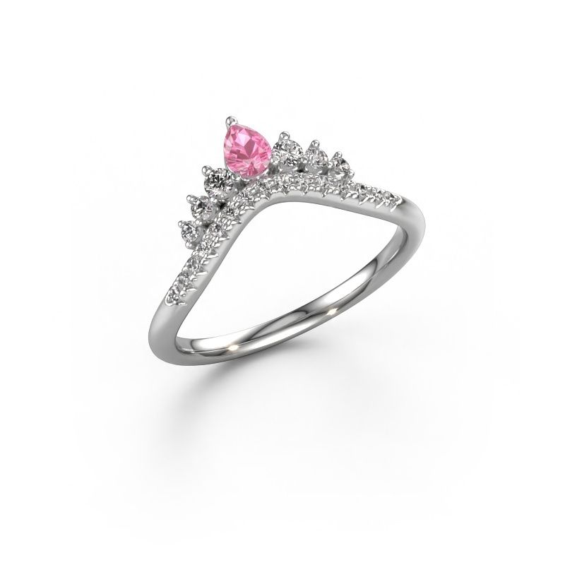 Stackable ring Crown A 585 white gold pink sapphire 4x3 mm