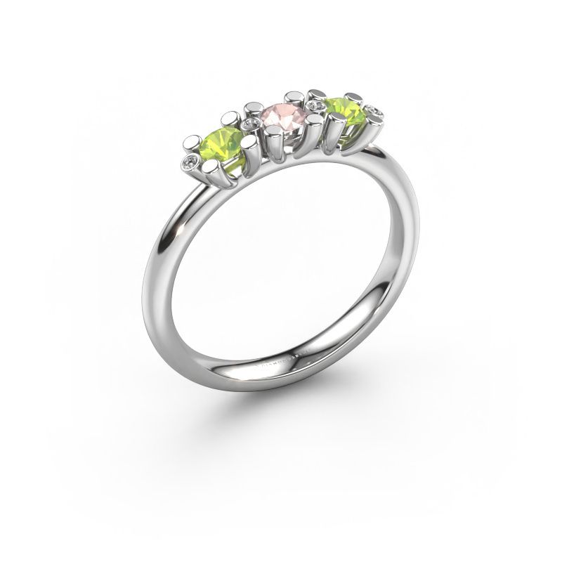 Ring Puk 2 585 witgoud morganiet champagne 3 mm