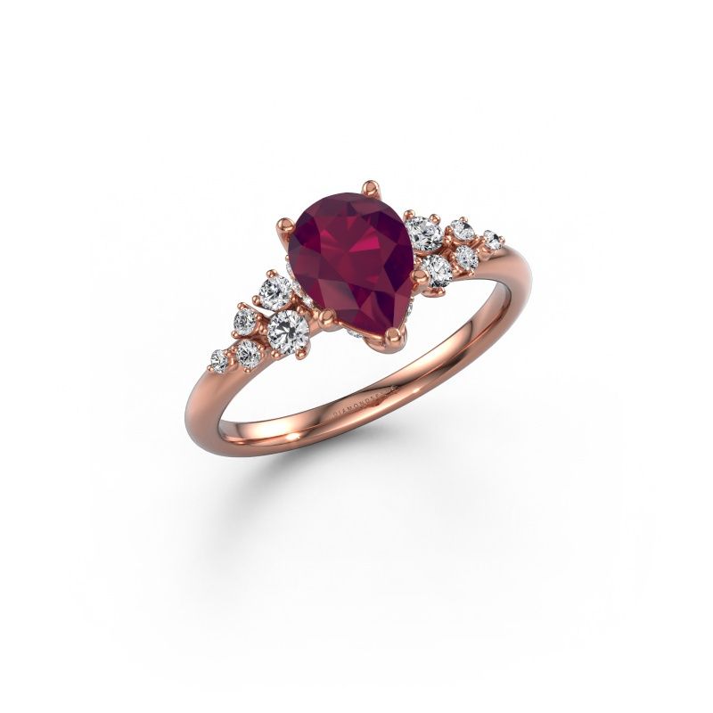 Engagement ring Emma PER 585 rose gold rhodolite 8x6 mm