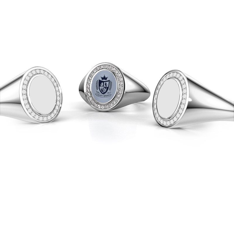 Afbeelding van Zegelring hilda 1<br/>950 platina<br/>Licht blauwe lagensteen 10x8 mm