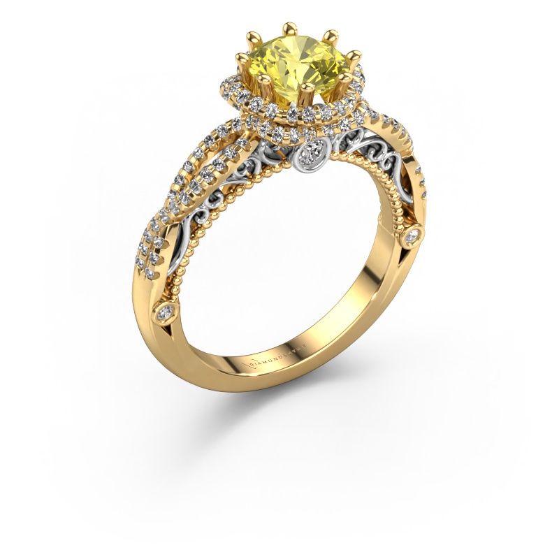 Engagement ring Lysanne 585 gold yellow lab grown diamond 6.5 mm