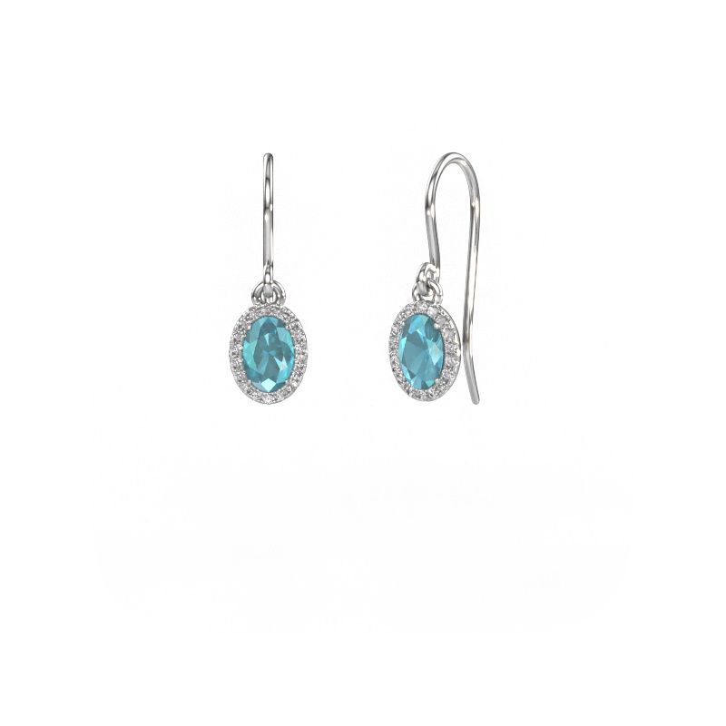 Pendants d'oreilles Seline ovl 950 platine topaze bleue 6x4 mm