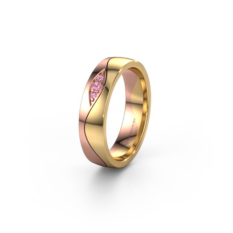 Wedding ring WH0730L25AP 585 rose gold pink sapphire ±5x1.7 mm