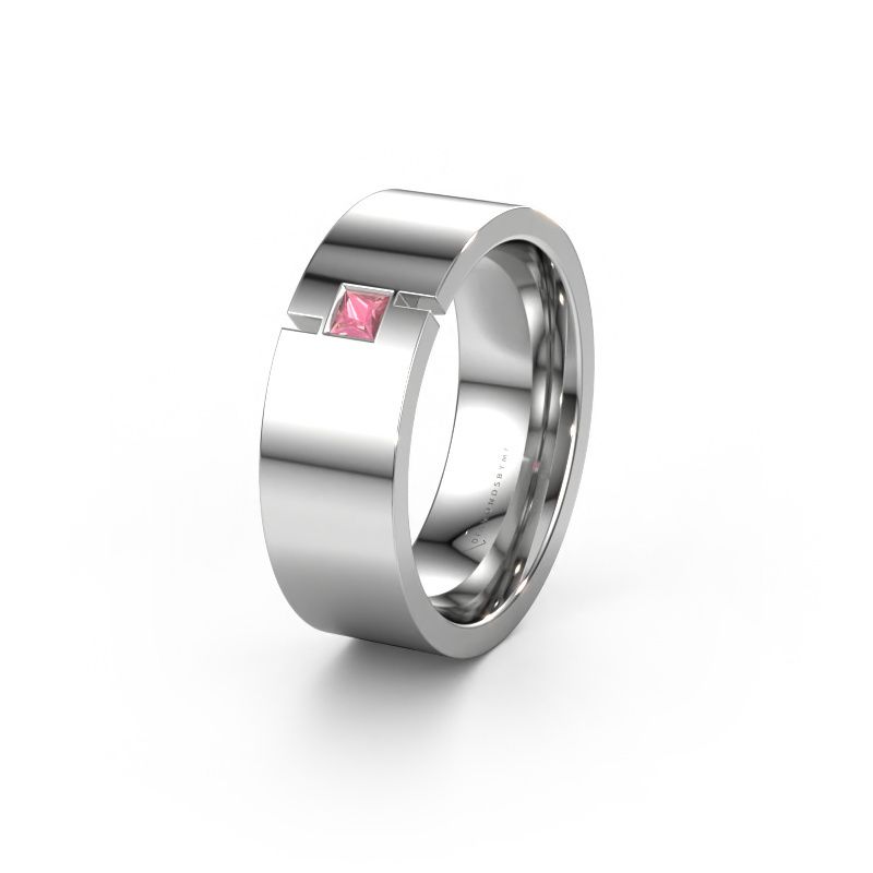 Wedding ring WH2042P 585 white gold tourmaline pink ±0.28x0.09in