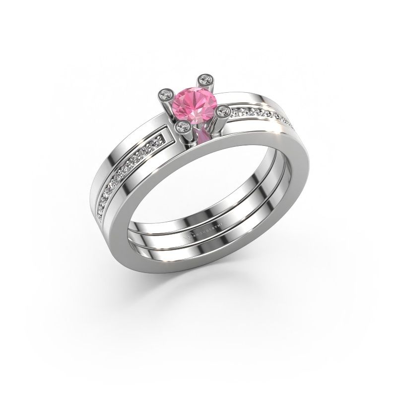 Engagement ring Alisha 585 white gold pink sapphire 4 mm