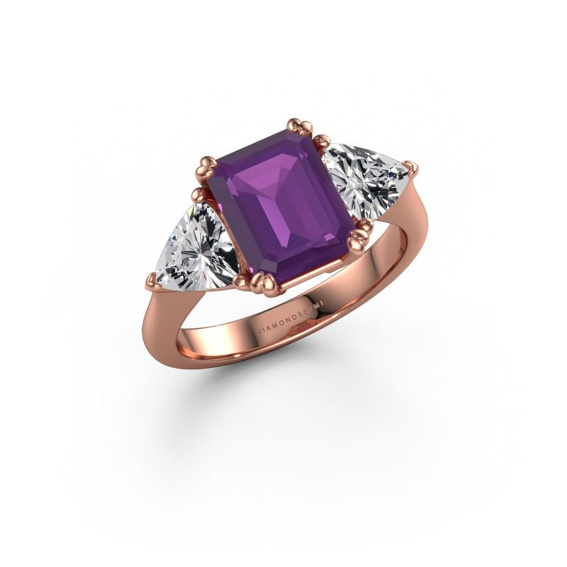 Bague de fiançailles Paula 585 or rose améthyste 9x7 mm