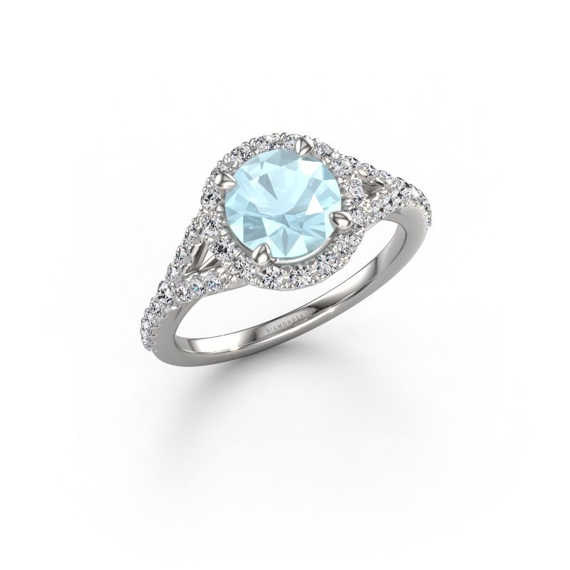 Engagement ring Kimber RND 950 platinum aquamarine 7 mm