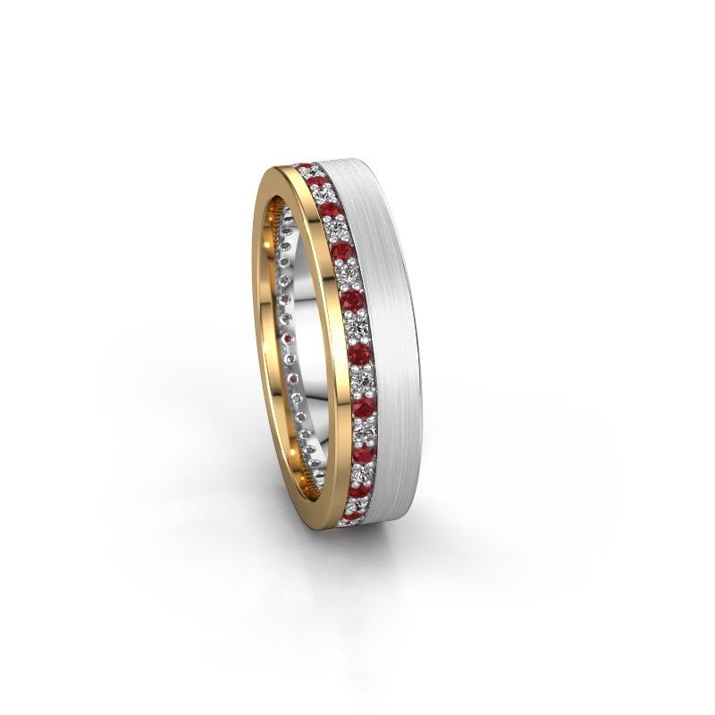 Image of Wedding ring WH0303L15BPM<br/>585 white gold ±5x2 mm<br/>Ruby 1.3 mm