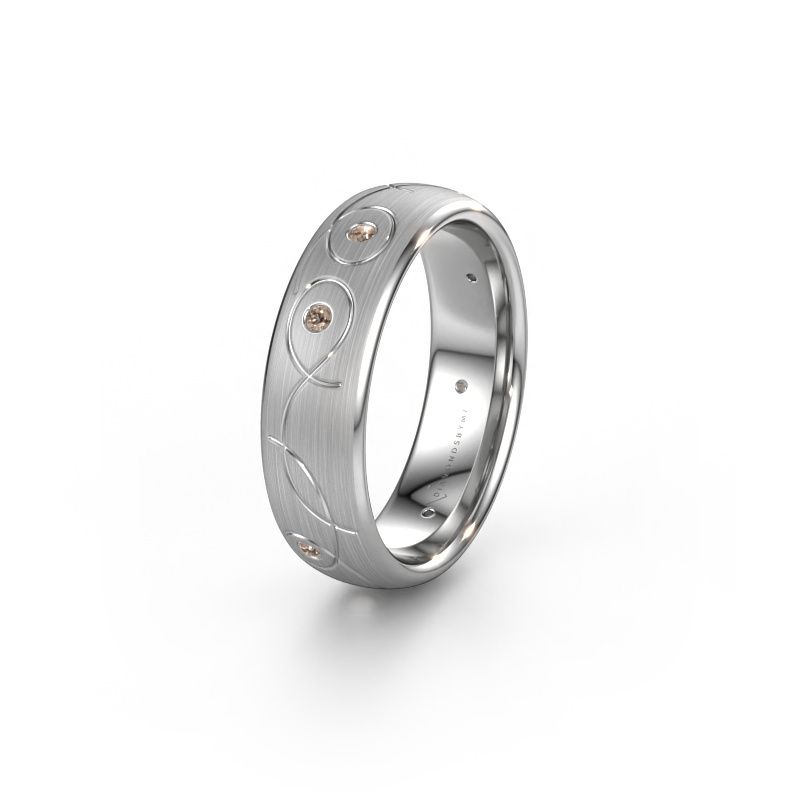Wedding ring WH2068L36BM 950 platinum brown diamond ±6x2 mm