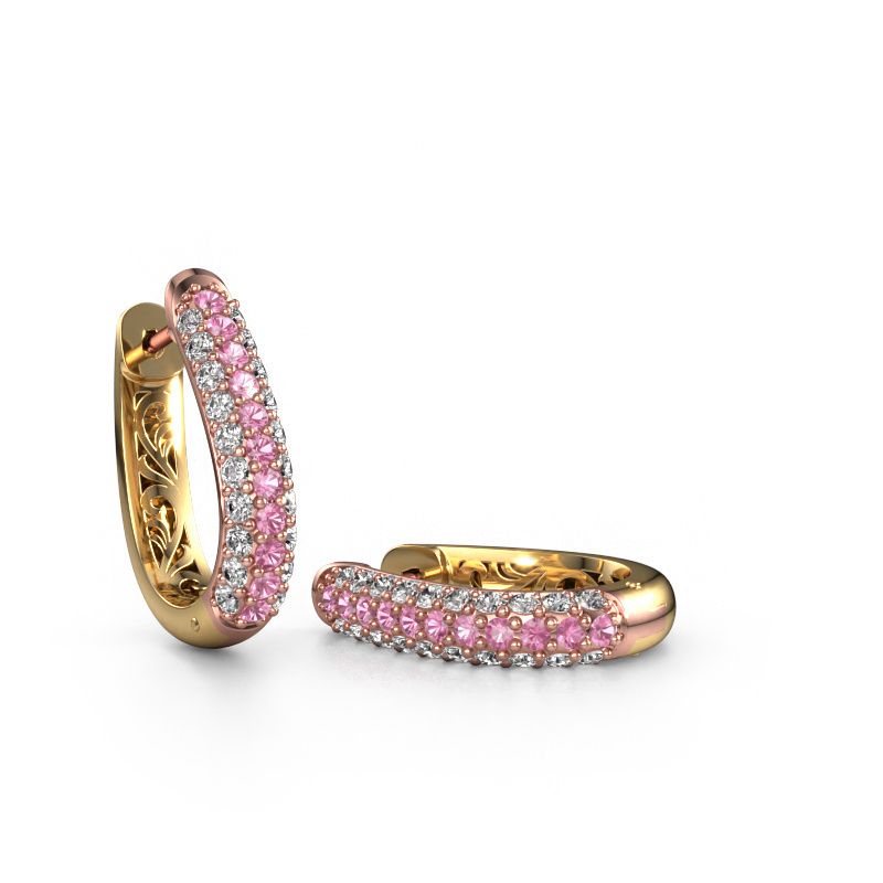 Image of Hoop earrings Danika 10.5 A 585 rose gold pink sapphire 1.7 mm
