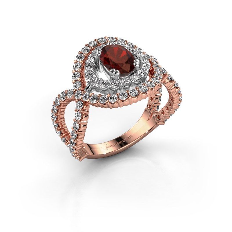 Image de Bague Chau<br/>585 or rose<br/>Grenat 7x5 mm
