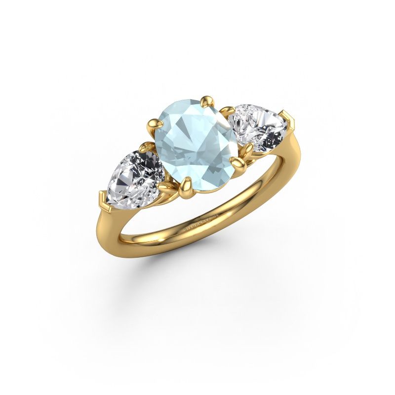 Engagement ring Carma OVL 585 gold aquamarine 9x7 mm